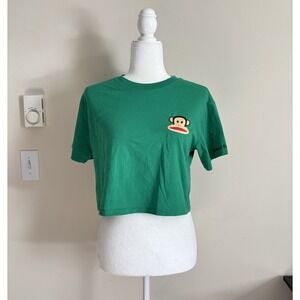VTG Y2K Paul‎ Frank Top Cropped Baby T Size XS Small Green 2000s Monkey Green
